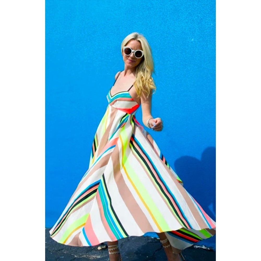 Milly Stripe Mitered "Trapeze" High-Low Dress NWT originally $795 - Picture 1 of 9